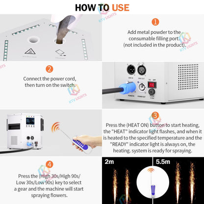 KTVLIGHTS 700W Hexagonal RGB LED Cold Spark Machine-H5