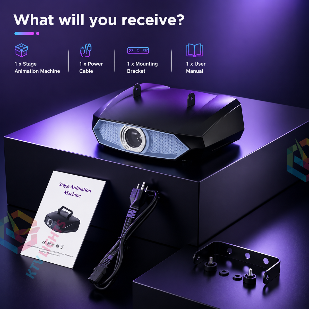 KTVLIGHTS 2W APP Controlled 3D RGB Laser Light DJ Party Projector - A33