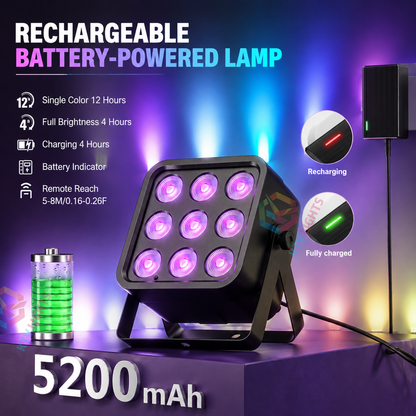 KTVLIGHTS 54W RGBWA+UV 6-in-1 DMX Rechargeable Stage Light-P25