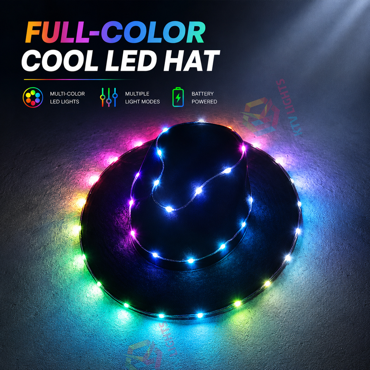 KTVLIGHTS LED Light Up Hat for Party, Rave & Festival Events-M6