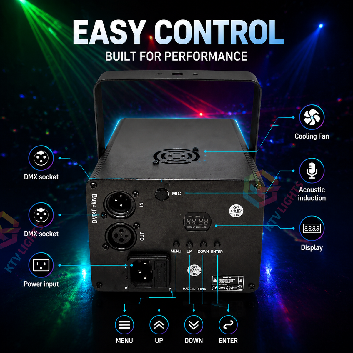 KTVLIGHTS 500mW/1W 9-in-1 Holiday Animation Laser Stage Light-A15