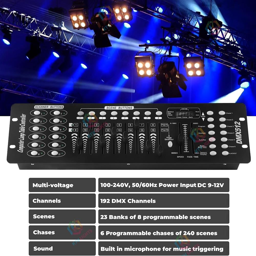 KTVLIGHTS 192-Channel DMX512 Stage Lighting Controller-D2