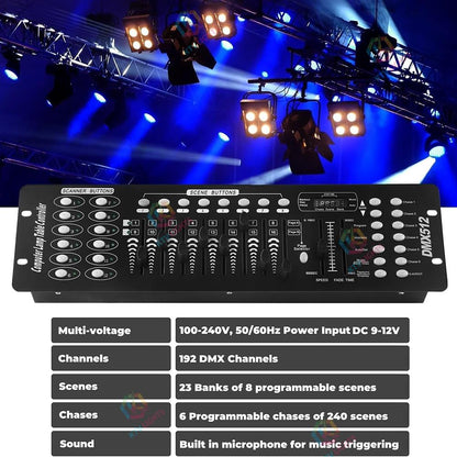 KTVLIGHTS 192-Channel DMX512 Stage Lighting Controller-D2