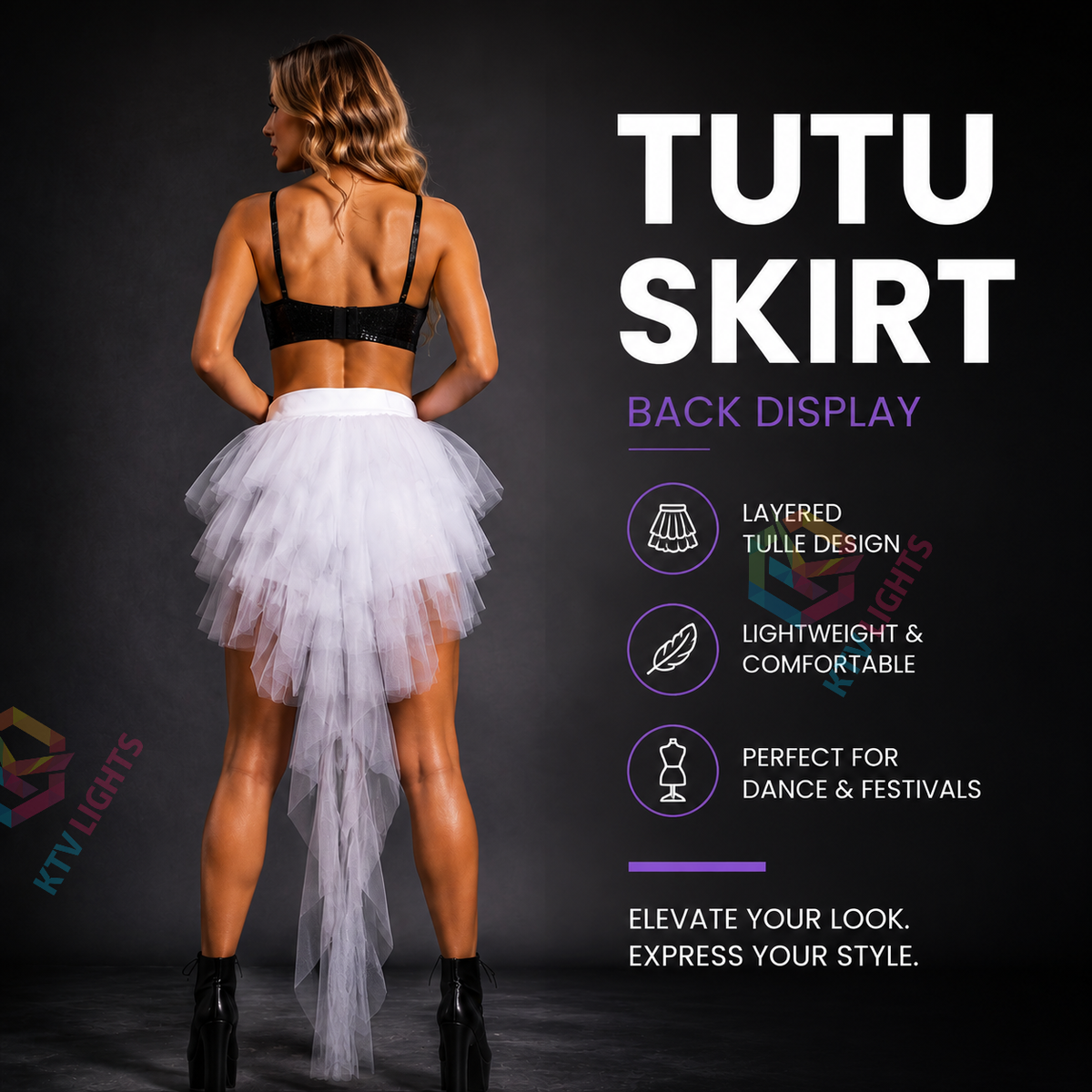 KTVLIGHTS LED Tutu Skirt for Dance, Rave Parties & Festivals-M54