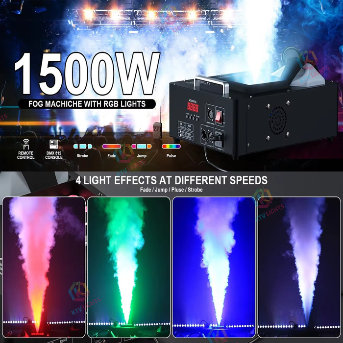 KTVLIGHTS 24-LED 3-in-1 Full-Color DMX512 Fog Machine-Y12