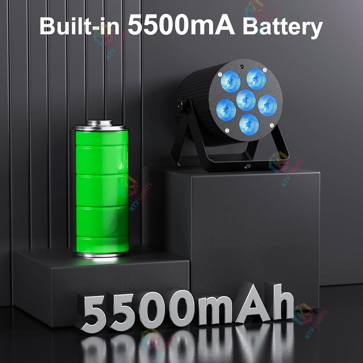 KTVLIGHTS 60W RGBWA UV Rechargeable LED Stage Light-P61