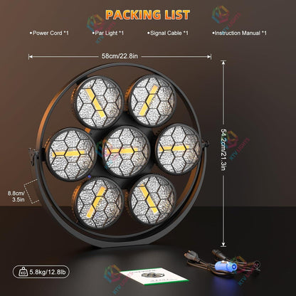 KTVLIGHTS 350W Retro RGB COB Stage Light 4-in-1 PAR Light-F3