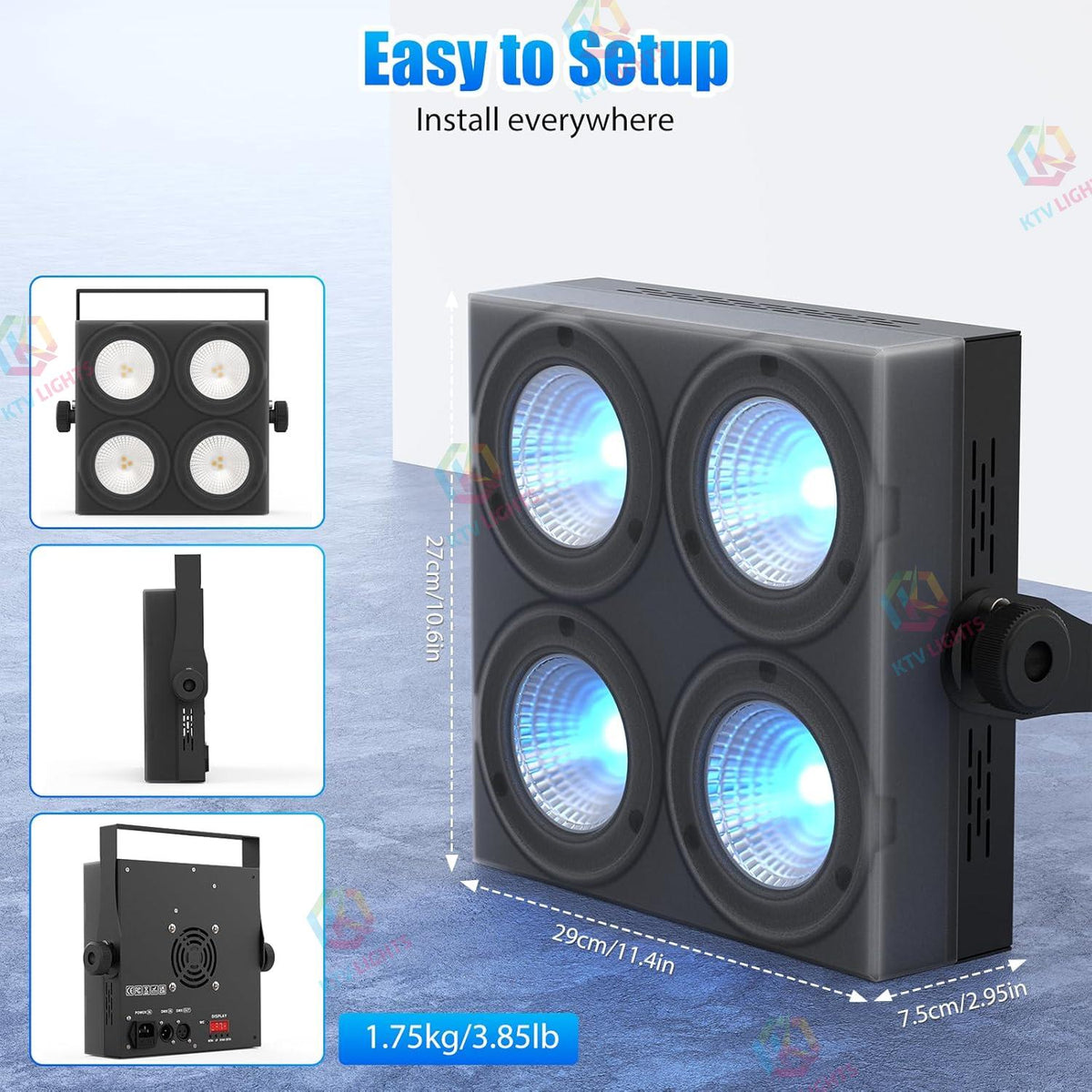 KTVLIGHTS 80W RGBW DMX LED Wash Par Stage Light-P52