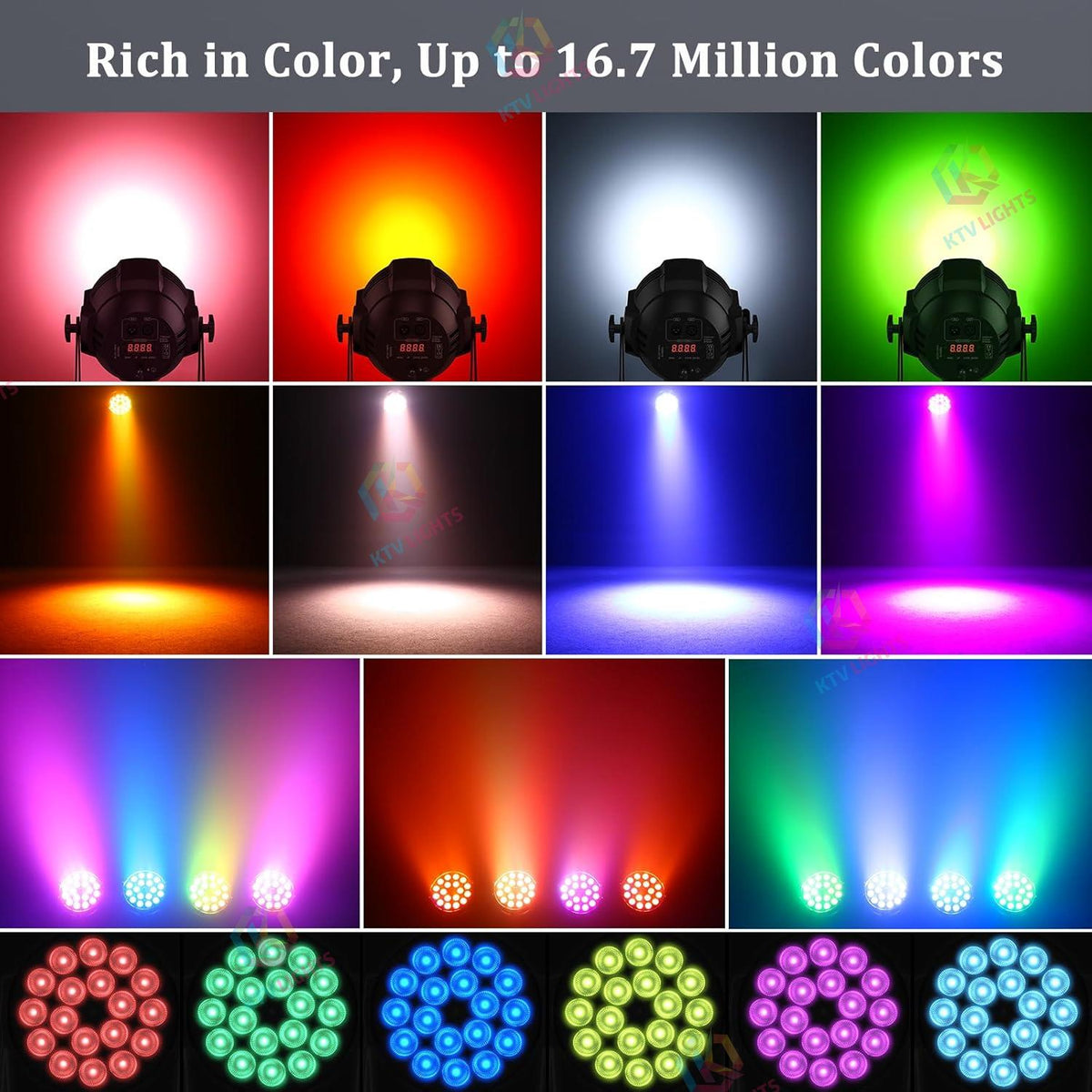 KTVLIGHTS 180W RGBW 4-in-1 LED PAR Light for DJ Stage Events-P3