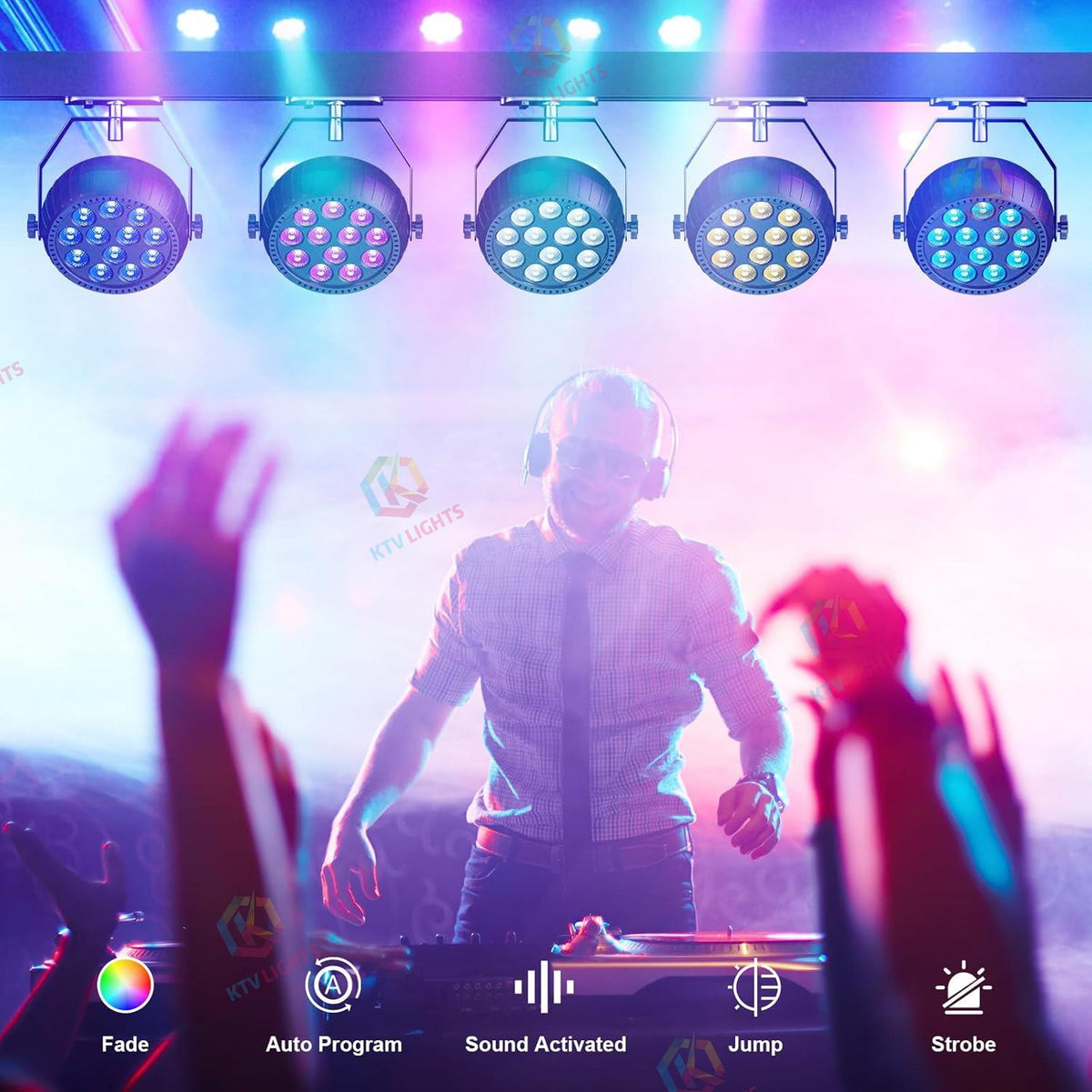 KTVLIGHTS Mini 12-LED RGB Rechargeable PAR Light-P7