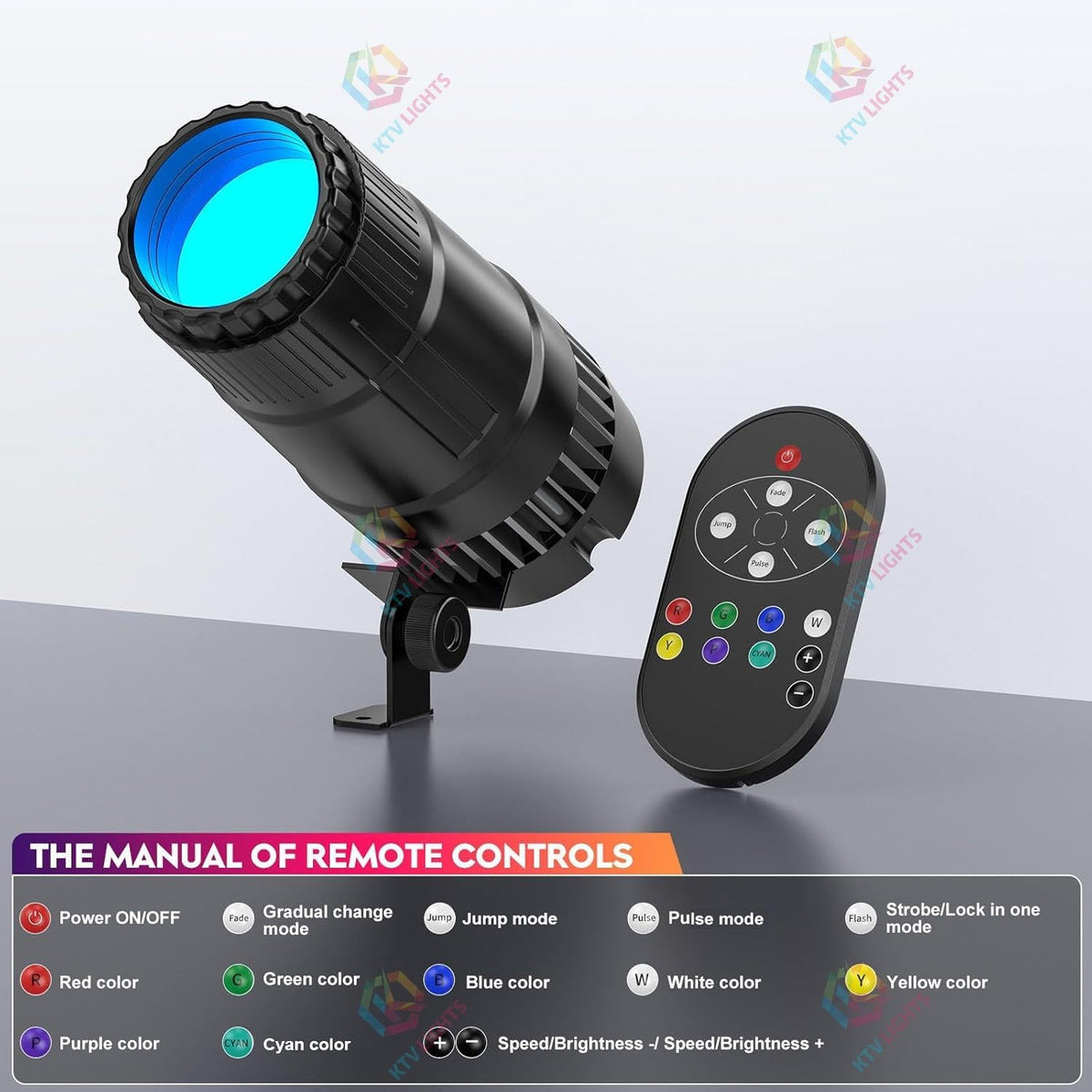 KTVLIGHTS 20W RGBW LED Spotlight for Stage & DJ Lighting-J4