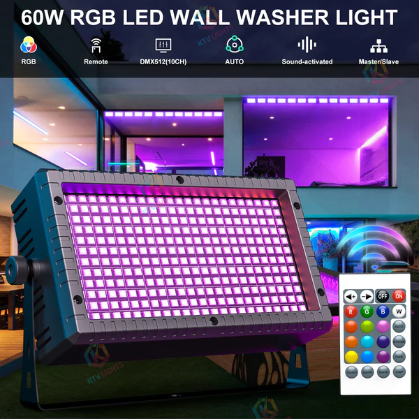 KTVLIGHTS 60W Mini RGB 3-in-1 LED Strobe Wall Washer-X22