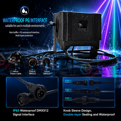KTVLIGHTS 3W RGB 3D Animation IP65 Waterproof DMX Outdoor Laser Light-A23