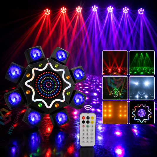 KTVLIGHTS 8-Arm RGB Laser Moving Head Light DJ Party Stage Light-E87