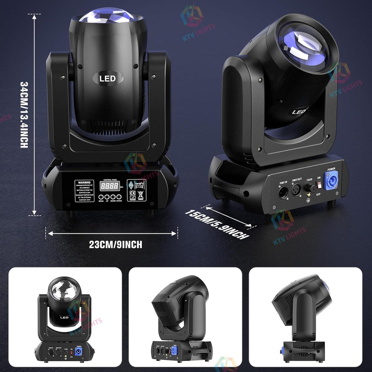 KTVLIGHTS LED 150W RGBW Beam Moving Head Light DJ Stage Lighting - E19