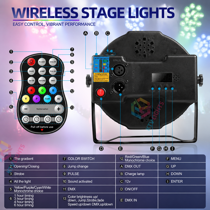 KTVLIGHTS Rechargeable RGBW LED Stage PAR Light-P16