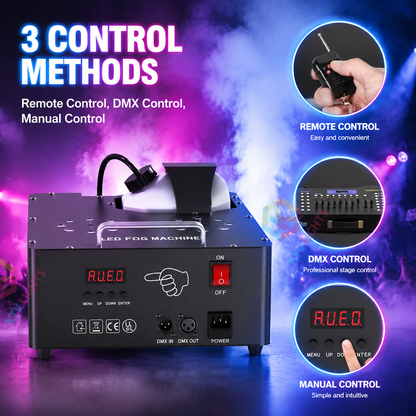 KTVLIGHTS 2000W Dual-Tube Adjustable LED RGB Smoke Machine-Y11