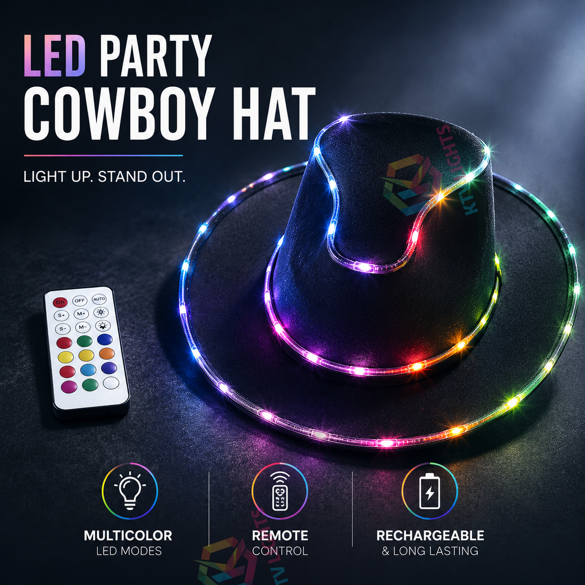 KTVLIGHTS LED Light Up Hat for Party, Rave & Festival Events-M6