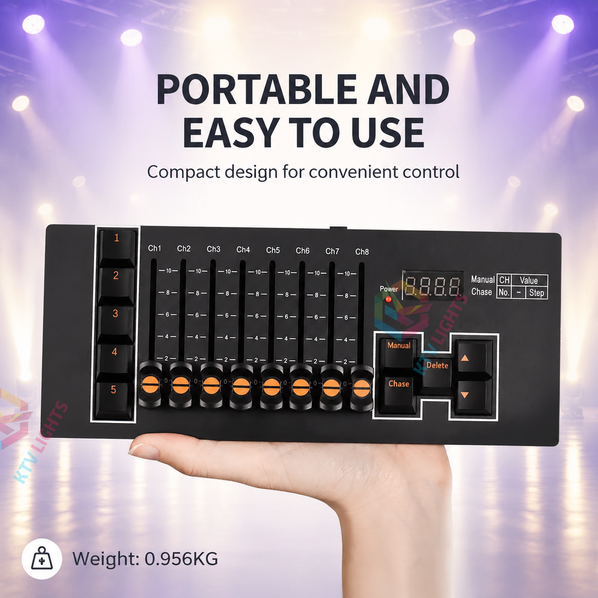 KTVLIGHTS Portable Rechargeable DMX512 Stage Lighting Console-D9