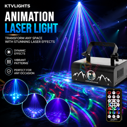 KTVLIGHTS Full-Color RGB Animation Laser Projector – DJ Disco Light-A21