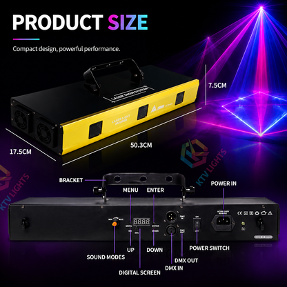 KTVLIGHTS 3W RGB Animation Laser Light for DJ Stages (Built-in 256 Patterns)-A19