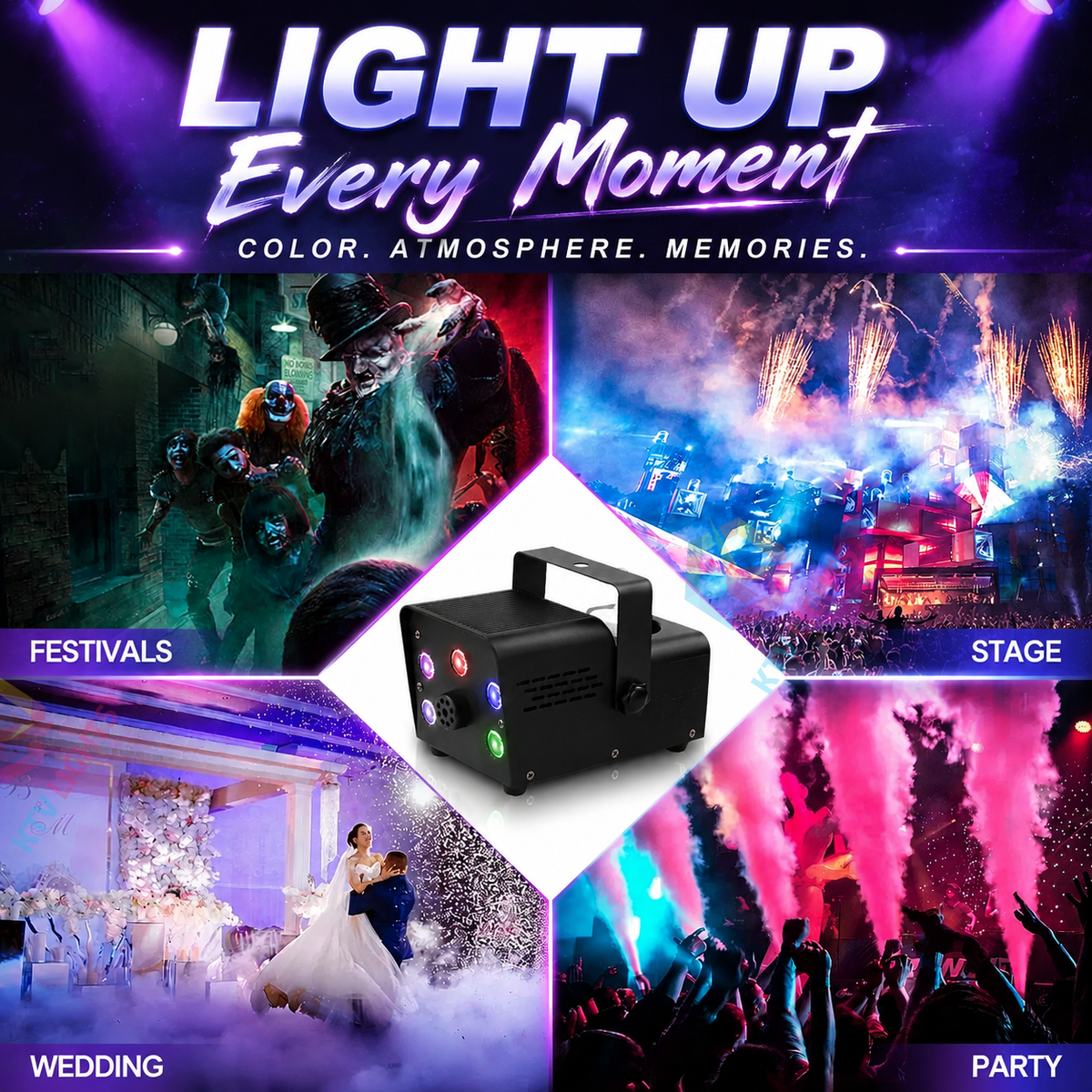 KTVLIGHTS 500W Colored Smoke Machine with Remote Control-Y4