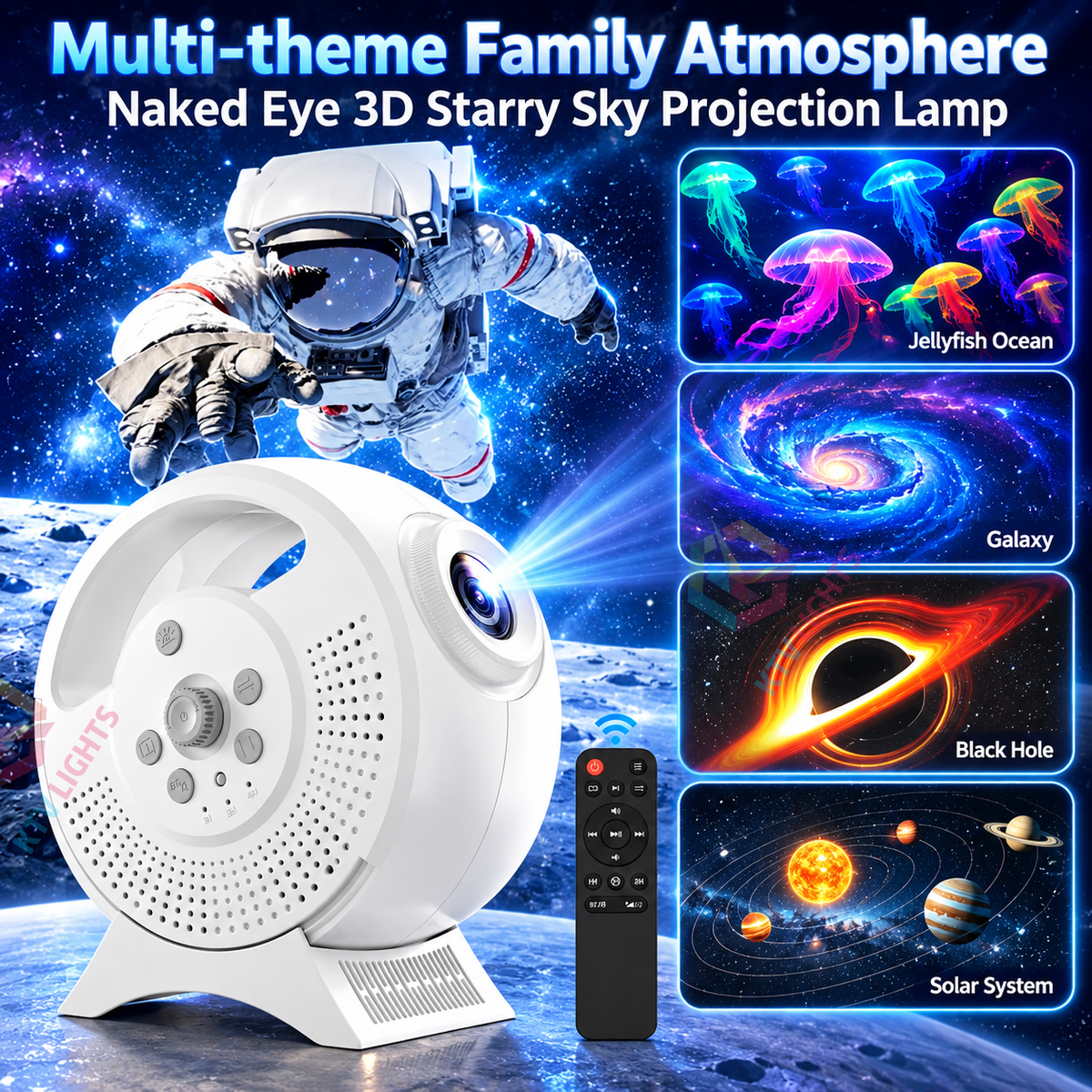 KTVLIGHTS 3D Galaxy Projector with 60 Dynamic Animations-S51