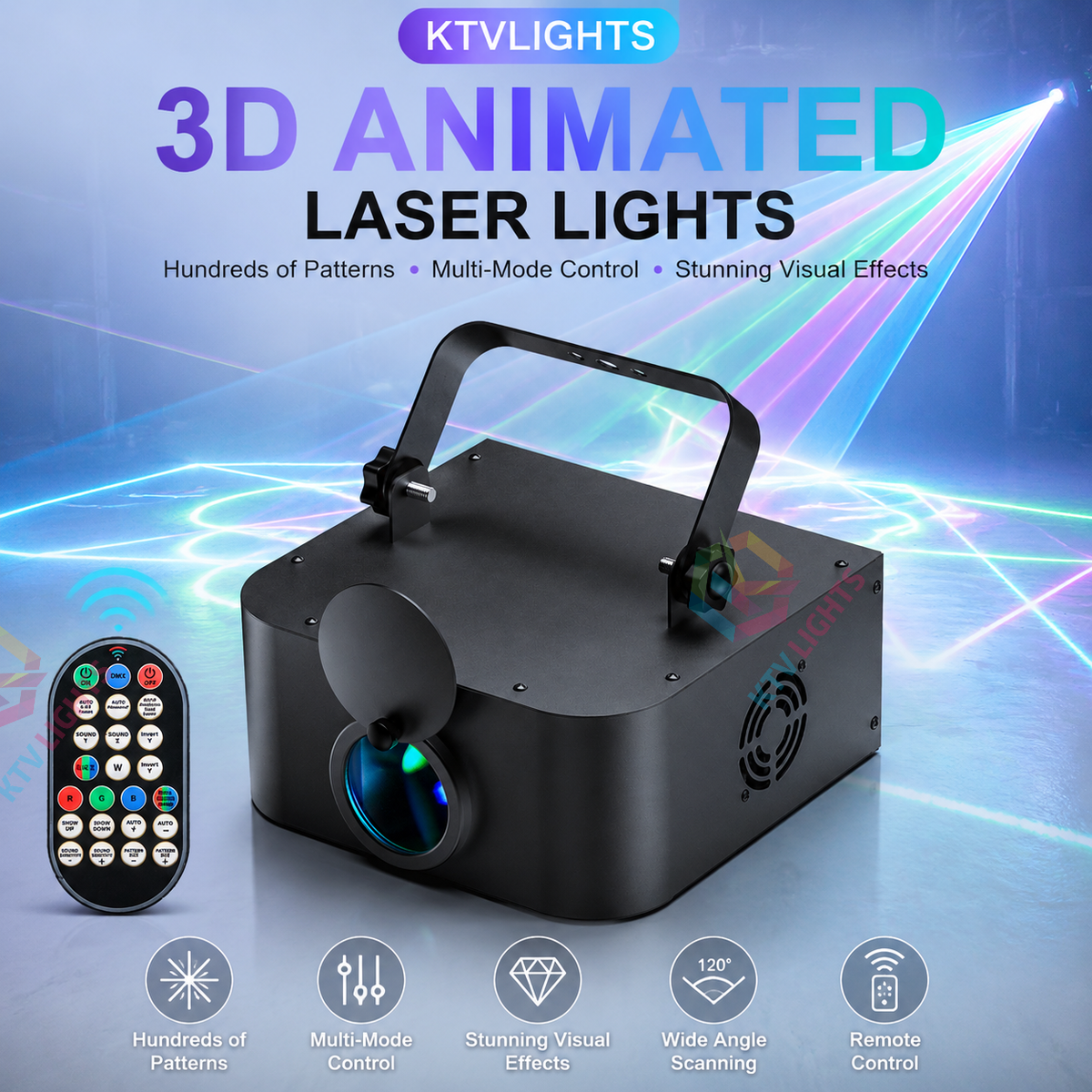KTVLIGHTS 3D Animation Laser DJ Stage Party Projection Light - A36