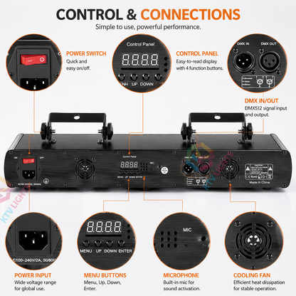 KTVLIGHTS 5-Aperture RGB Laser Light for DJ Stage Parties-B2