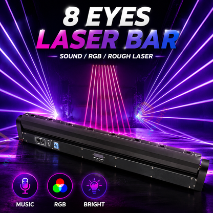 KTVLIGHTS 8-Hole Red Laser Light – DJ Stage Beam Effect Light – DMX512-B4
