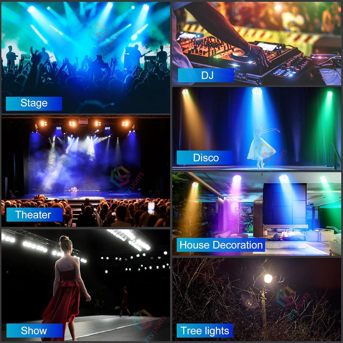 KTVLIGHTS 60W RGBWA UV Rechargeable LED Stage Light-P61