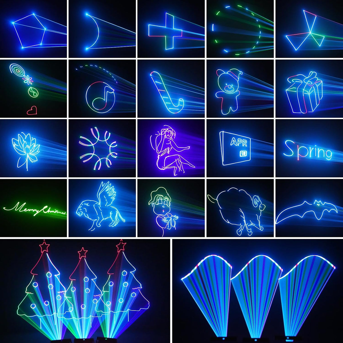 KTVLIGHTS RGB 3D Animated Laser Light DJ Stage Party Projector - A34