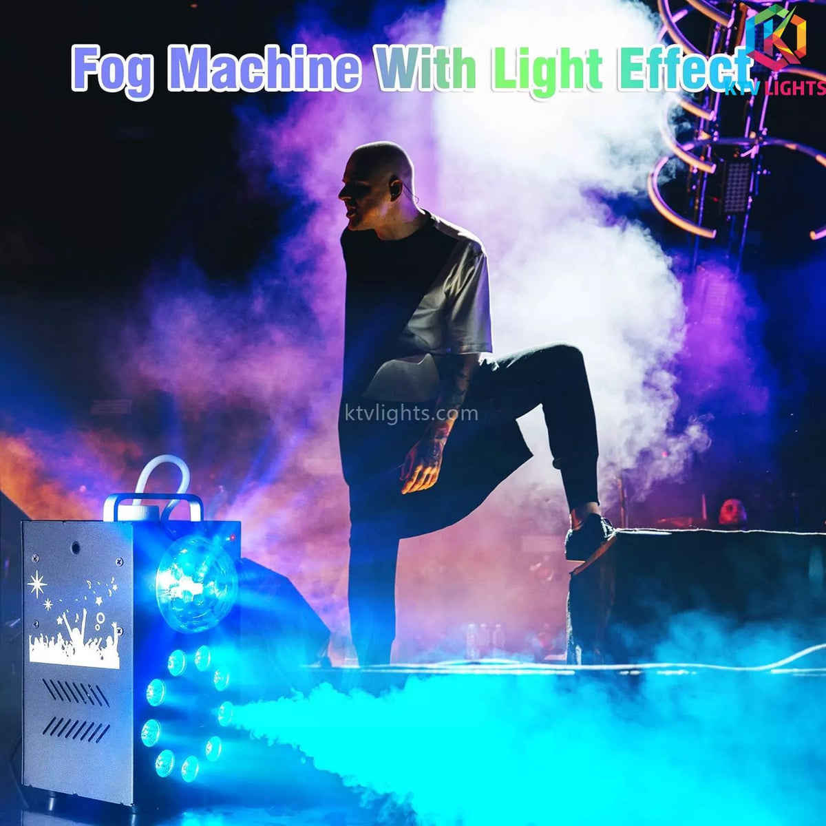 KTVLIGHTS 700W 9-LED RGB Fog Machine with Remote-Y3