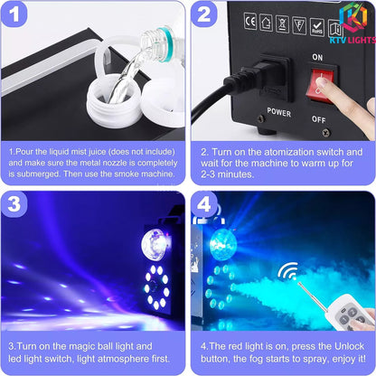 KTVLIGHTS 700W 9-LED RGB Fog Machine with Remote-Y3