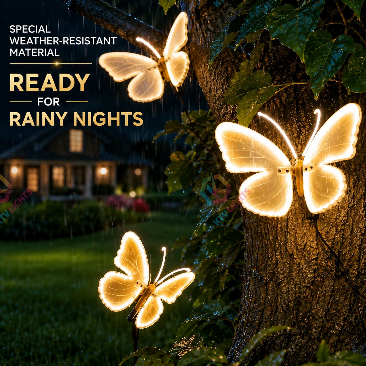 KTVLIGHTS 3D LED Butterfly Lights with Moving Wings for Garden