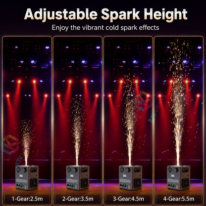 KTVLIGHTS 800W Cold Spark Machine, 5.5M Fountain & DMX-H2
