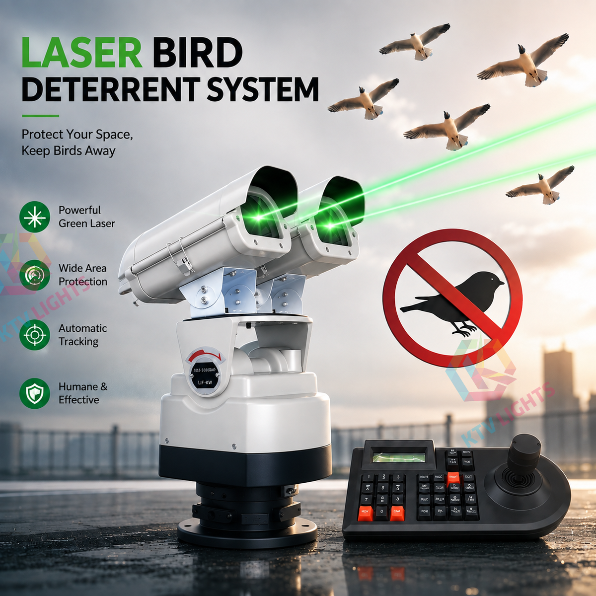 Dual-head programmable professional outdoor bird and animal deterrent laser lights - B29