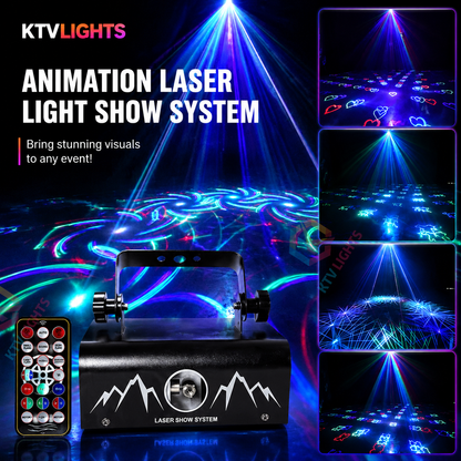 KTVLIGHTS Full-Color RGB Animation Laser Projector – DJ Disco Light-A21