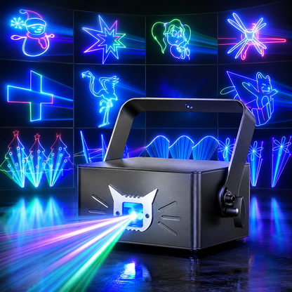 KTVLIGHTS RGB 3D Animated Laser Light DJ Stage Party Projector - A34