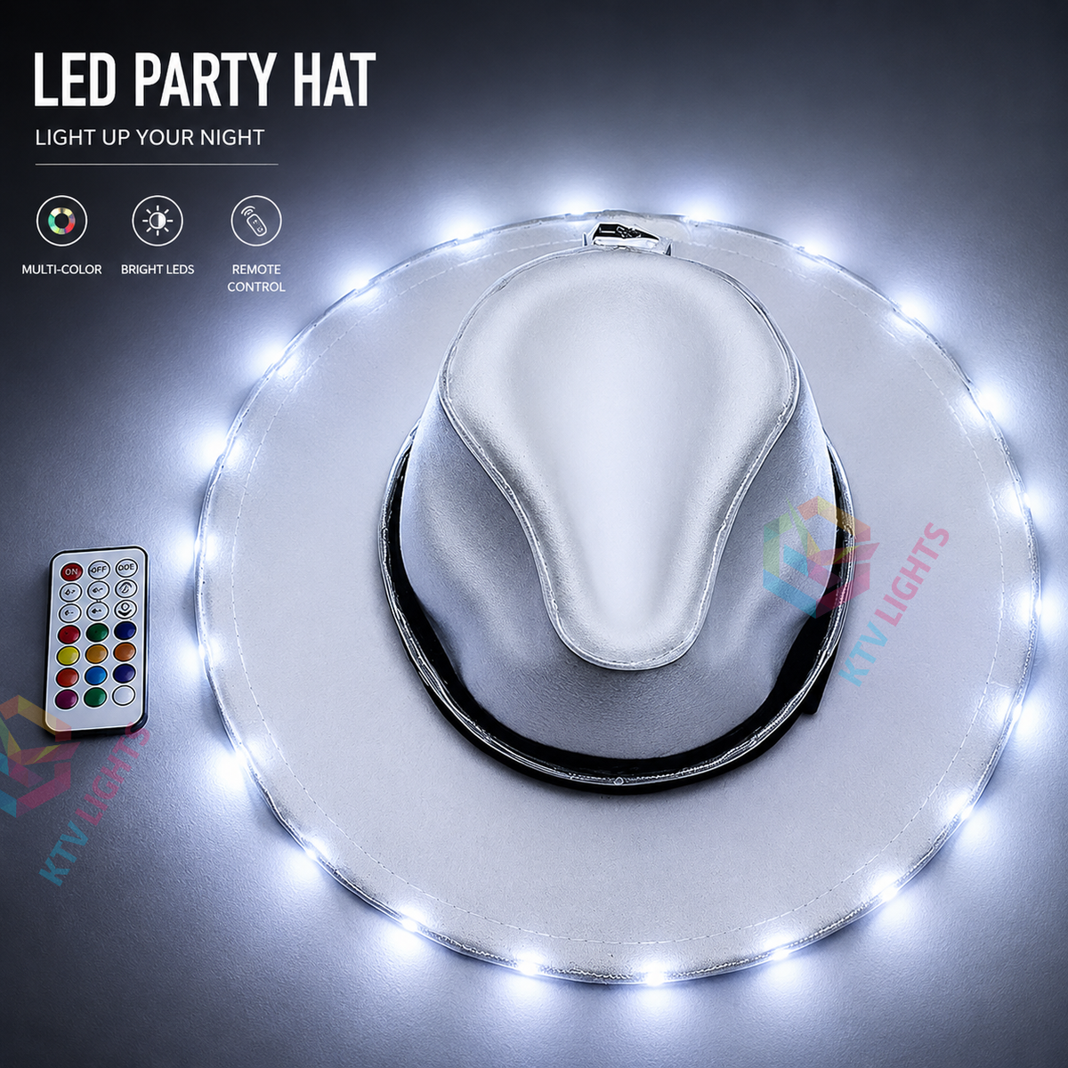 KTVLIGHTS LED Light Up Hat for Party, Rave & Festival Events-M6