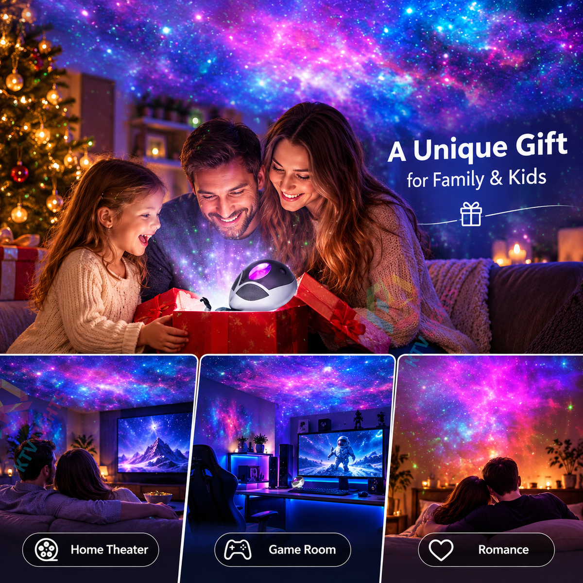 KTVLIGHTS Alien Star Galaxy Projector with 8 Nebula Effects-S59