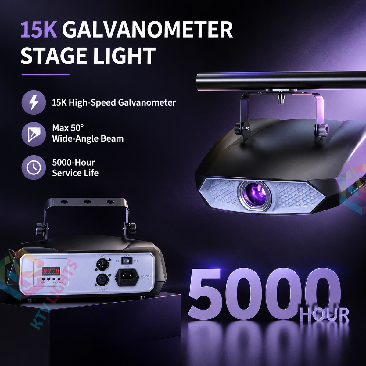 KTVLIGHTS 2W APP Controlled 3D RGB Laser Light DJ Party Projector - A33
