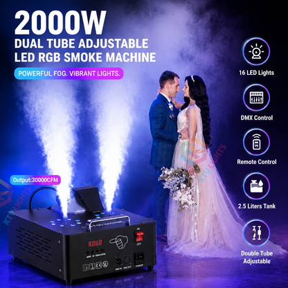 KTVLIGHTS 2000W Dual-Tube Adjustable LED RGB Smoke Machine-Y11