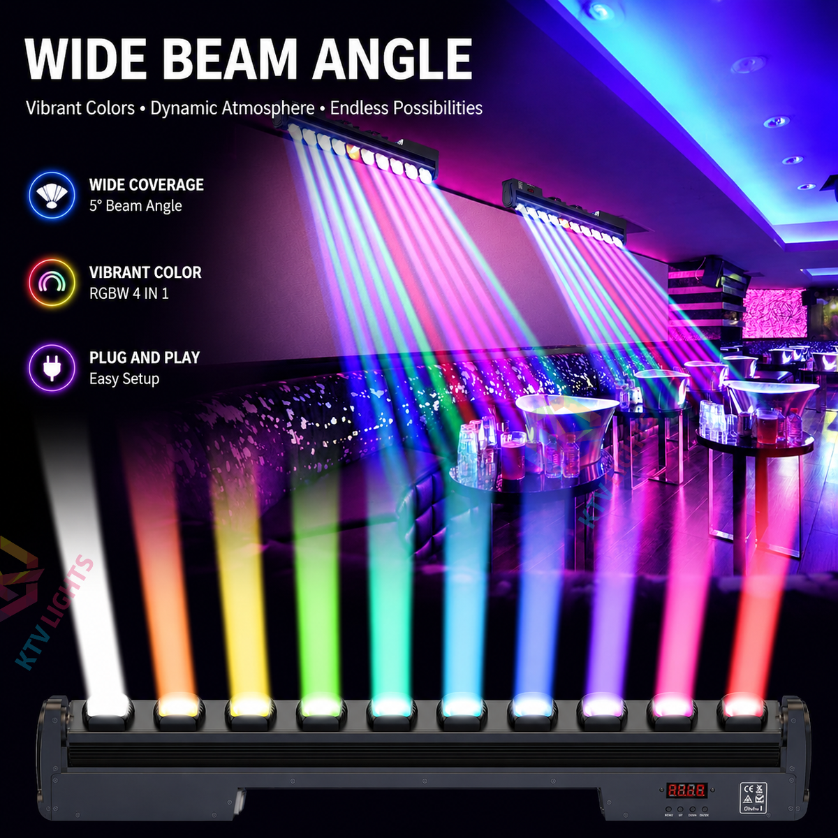 KTVLIGHTS 250W RGBW 4-in-1 LED Wall Washer-X5