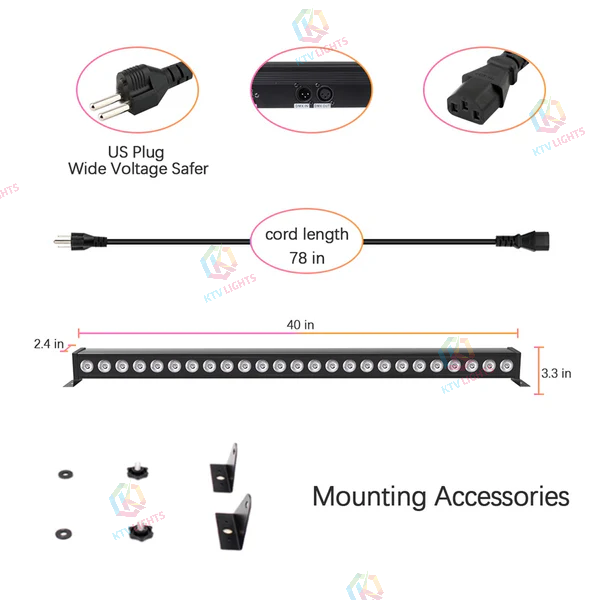 KTVLIGHTS 24x3W RGB LED Wall Washer Stage Light-X3
