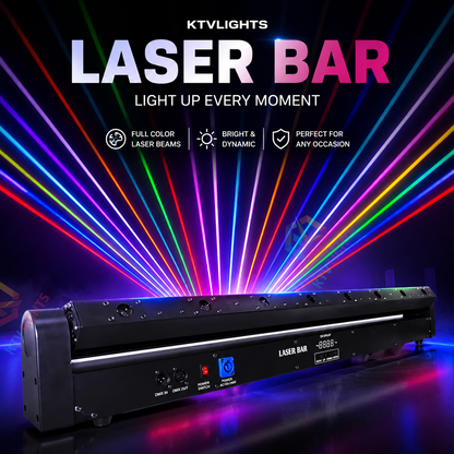 KTVLIGHTS 8-Hole Red Laser Light – DJ Stage Beam Effect Light – DMX512-B4