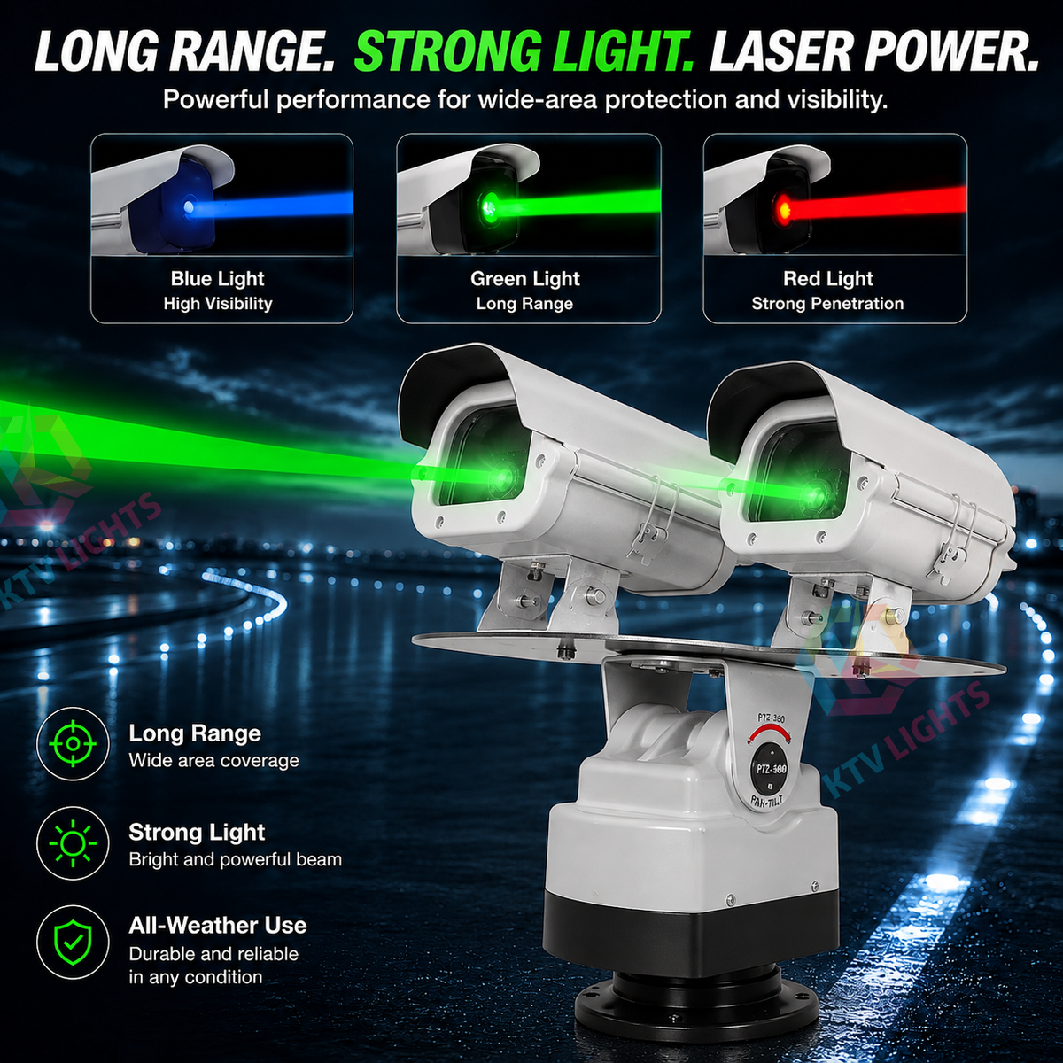 Dual-head programmable professional outdoor bird and animal deterrent laser lights - B29