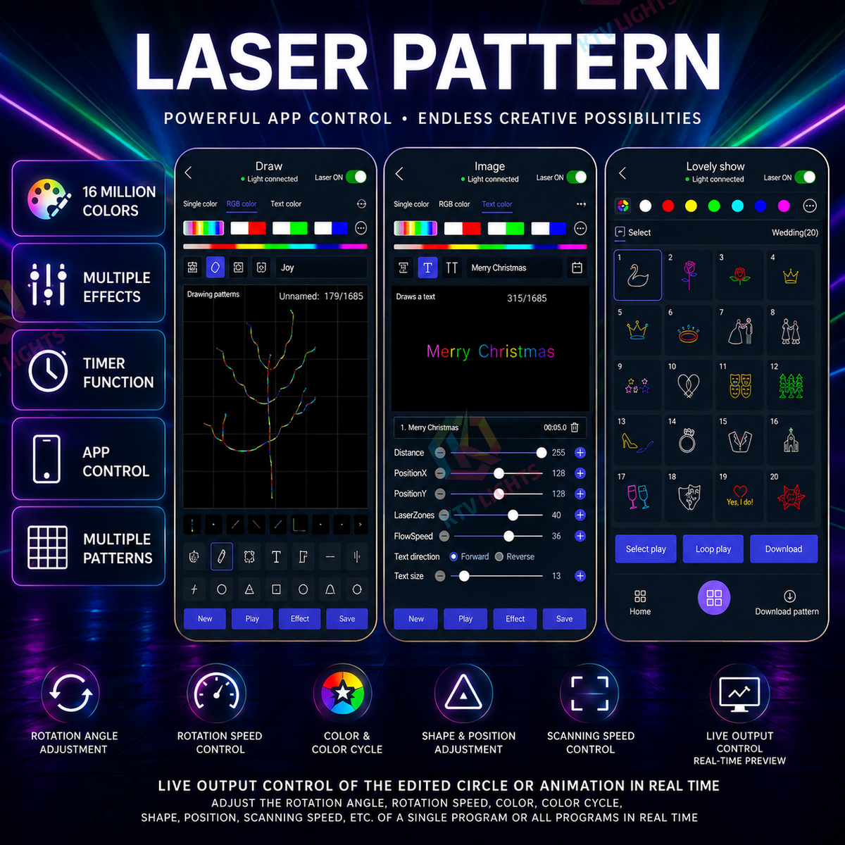 KTVLIGHTS Rechargeable APP Laser Light with RGB Effects for DJ Parties-A9