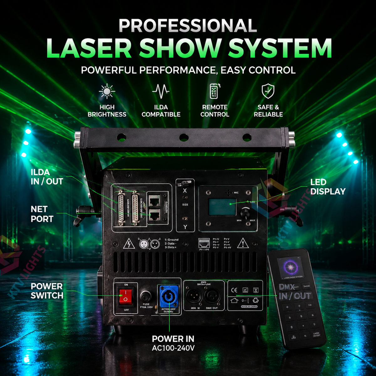 KTVLIGHTS 8W-15W APP Outdoor Green Landmark Laser-B38