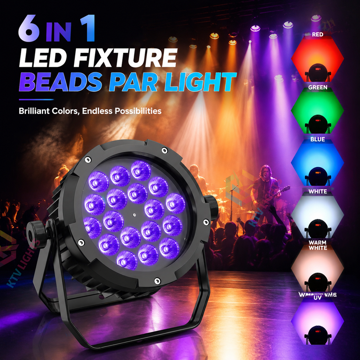 KTVLIGHTS 150W IP67 RGBW UV Waterproof LED PAR Light-P29